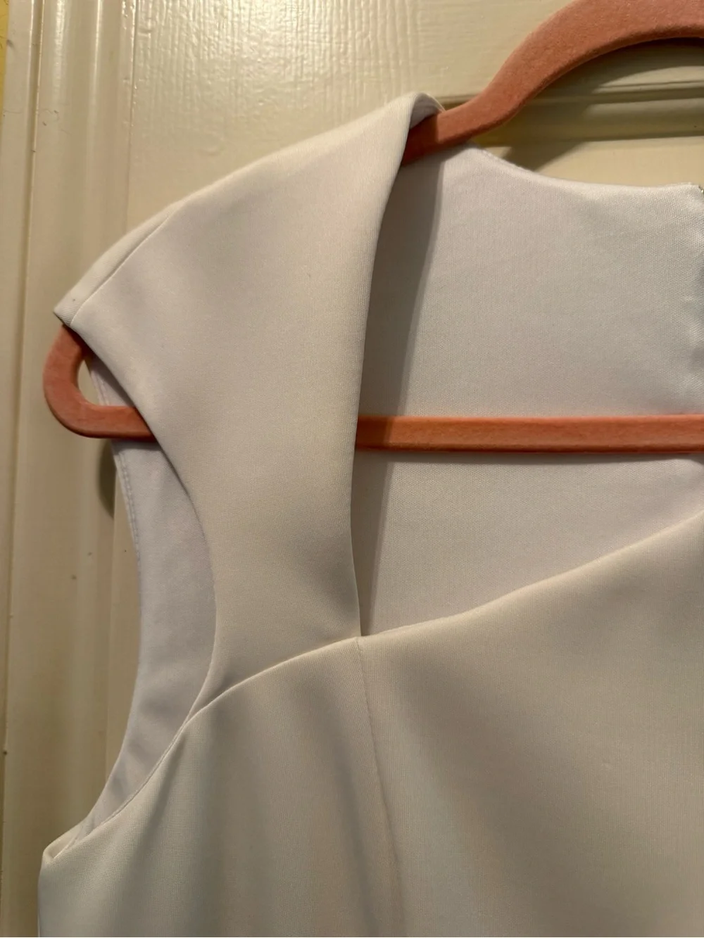 Calvin Klein White Satin Asymmetrical Neck Sheath Dress size 12-NWOT - Picture 6 of 8